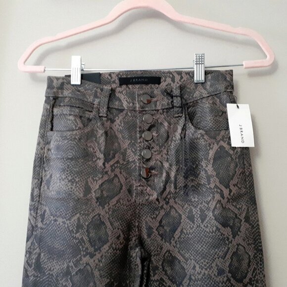 NWT J Brand brown & black snakeskin boa high rise cropped skinny coated jeans - Picture 15 of 15